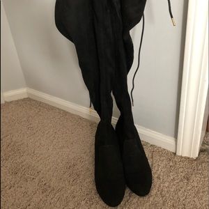 Black over the knee suede boots size 6